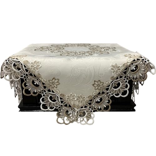 Endtischabdeckung 33x33 Zoll, fleckresistent quadratische Florale bestickte Spitzen -Tischdecke, waschbar für die Küche Endtischabdeckung 33x33 Zoll, fleckresistent quadratische Florale bestickte Spitzen -Tischdecke, waschbar für die Küche von JZLEJC