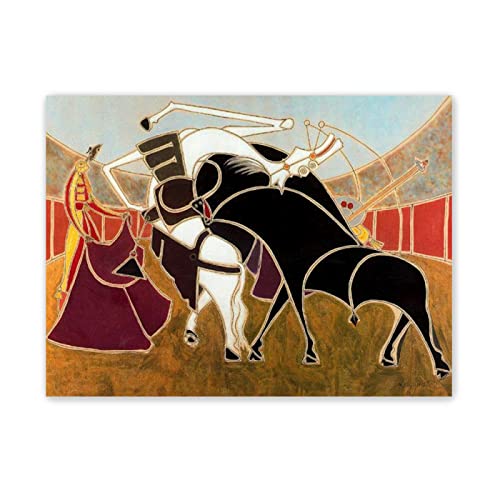 Leinwandbilder-Oscar Dominguez(Corrida II)-Ölgemälde auf Leinwand-Berühmte Kunstdrucke-Surrealismus Poster und Drucke-Reproduktion Leinwand Wandkunst Bilder 40x50cm(16x20in)Rahmenlos von JZSDGB