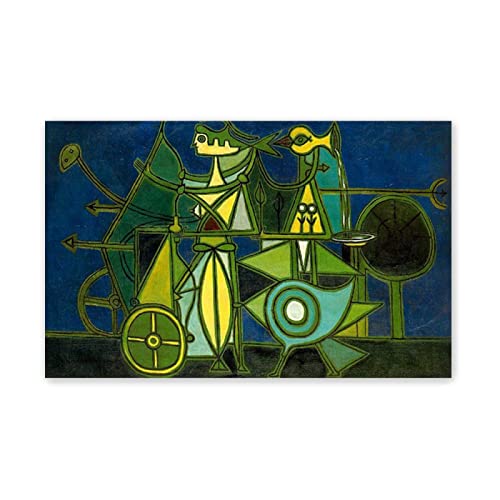 Leinwandbilder-Oscar Dominguez(Komposition mit blauem Hintergrund)-Ölgemälde auf Leinwand-Berühmte Kunstdrucke-Surrealismus-Reproduktion Leinwand Wandkunst Bilder 90x145cm(35x57in)Rahmenlos von JZSDGB