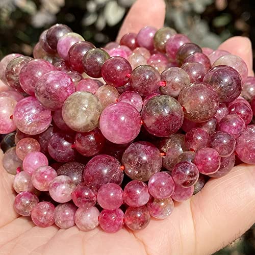 Charm-Halsketten-Anhänger Natursteinperlen 4, 6, 8, 10 mm, Jaspis-Perlen für Schmuckherstellung, DIY-Armband, Halskette (Farbe: Mu-Kristall, Größe: 8 mm, 45 bis 46 Stück) von JZWCHQ