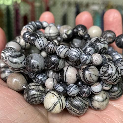 Charm-Halsketten-Anhänger Natursteinperlen 4, 6, 8, 10 mm, Jaspis-Perlen für Schmuckherstellung, DIY-Armband, Halskette (Farbe: Mu-Kristall, Größe: 8 mm, 45 bis 46 Stück) von JZWCHQ