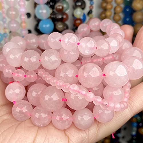 Charm-Halsketten-Anhänger Natursteinperlen 4, 6, 8, 10 mm, Jaspis-Perlen für Schmuckherstellung, DIY-Armband, Halskette (Farbe: Mu-Kristall, Größe: 8 mm, 45 bis 46 Stück) von JZWCHQ