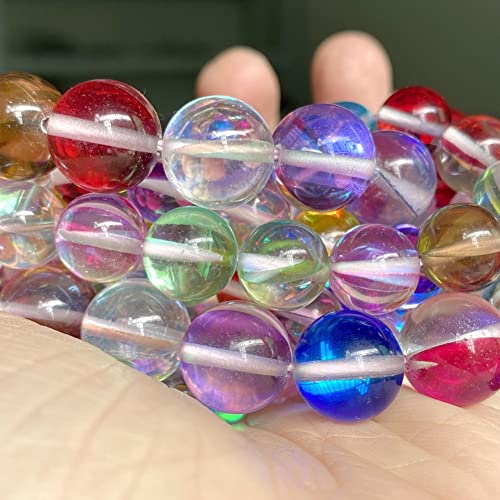 Charm-Halsketten-Anhänger Natursteinperlen 4, 6, 8, 10 mm, Jaspis-Perlen für Schmuckherstellung, DIY-Armband, Halskette (Farbe: Mu-Kristall, Größe: 8 mm, 45 bis 46 Stück) von JZWCHQ