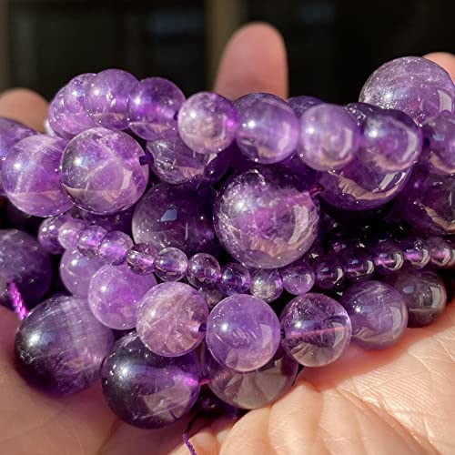 Charm-Halsketten-Anhänger Natursteinperlen 4, 6, 8, 10 mm, Jaspis-Perlen für Schmuckherstellung, DIY-Armband, Halskette (Farbe: Mu-Kristall, Größe: 8 mm, 45 bis 46 Stück) von JZWCHQ