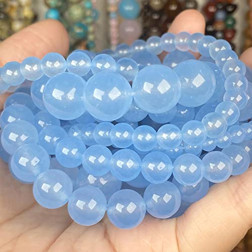 Charm-Halsketten-Anhänger Natursteinperlen 4, 6, 8, 10 mm, Jaspis-Perlen für Schmuckherstellung, DIY-Armband, Halskette (Farbe: Mu-Kristall, Größe: 8 mm, 45 bis 46 Stück) von JZWCHQ