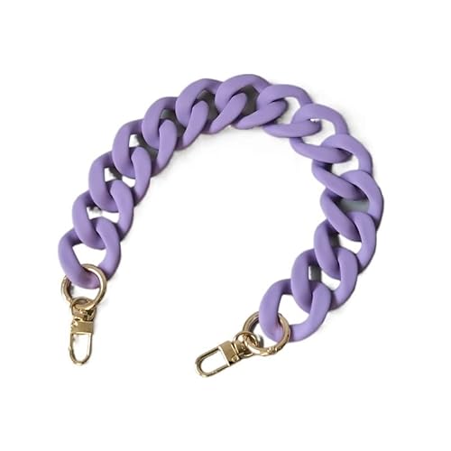 JZYSS Taschenkette Mode Frau Handtasche Zubehör Kette Matte Candy Lila Blau Harz Kette Matt Strap Frauen Kupplung Schulter Geldbörse Kette Kette FüR Tasche (Color : Purple 40cm) von JZYSS