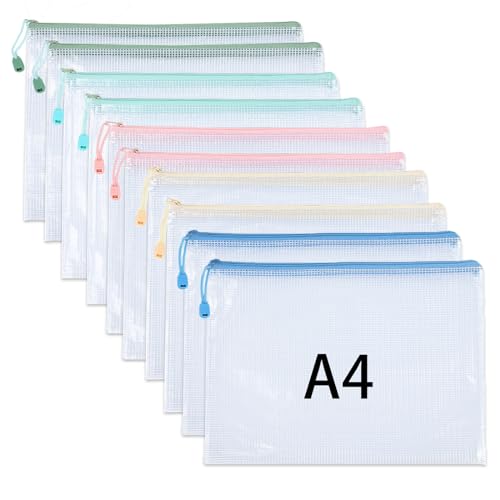 Dokumententasche A4, 10 Stück Dokumententasche mit Reißverschluss Wasserdichte Dokumentenmappe A4 Beutel mit Reißverschluss, Plastiktasche Datei Taschen für Schule, Büro, Reise Dokumententasche A4, 10 Stück Dokumententasche mit Reißverschluss Wasserdichte Dokumentenmappe A4 Beutel mit Reißverschluss, Plastiktasche Datei Taschen für Schule, Büro, Reise von JaAoyoo