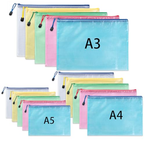 Dokumententasche A3+A4+A5, 15 Stück Dokumententasche mit Reißverschluss Wasserdichte Dokumentenmappe Zipper Beutel mit Reißverschluss, Plastiktasche Datei Taschen für Schule, Büro, Reise Dokumententasche A3+A4+A5, 15 Stück Dokumententasche mit Reißverschluss Wasserdichte Dokumentenmappe Zipper Beutel mit Reißverschluss, Plastiktasche Datei Taschen für Schule, Büro, Reise von JaAoyoo