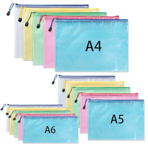 Dokumententasche A4+A5+A6, 15 Stück Dokumententasche mit Reißverschluss Wasserdichte Dokumentenmappe Zipper Beutel mit Reißverschluss, Plastiktasche Datei Taschen für Schule, Büro, Reise Dokumententasche A4+A5+A6, 15 Stück Dokumententasche mit Reißverschluss Wasserdichte Dokumentenmappe Zipper Beutel mit Reißverschluss, Plastiktasche Datei Taschen für Schule, Büro, Reise von JaAoyoo