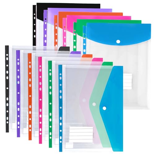 Kunststoffhüllen A4, gelocht, 12 Stück, erweiterbare Poly-Hüllen, A4, Kunststoffhüllen für Dokumente, wasserdicht, Schreibwaren für Schule, Büro, Zuhause, Reisen Kunststoffhüllen A4, gelocht, 12 Stück, erweiterbare Poly-Hüllen, A4, Kunststoffhüllen für Dokumente, wasserdicht, Schreibwaren für Schule, Büro, Zuhause, Reisen von JaAoyoo