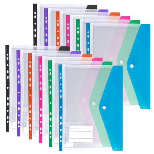 Kunststoffhüllen A4, gelocht, 12 Stück, erweiterbare Poly-Hüllen, A4, Kunststoffhüllen für Dokumente, wasserdicht, Schreibwaren für Schule, Büro, Zuhause, Reisen von JaAoyoo