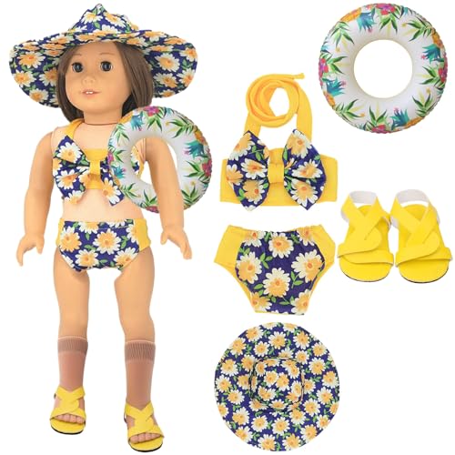 45,7 cm großes Puppen-Spielset für Mädchen, Bikini-Bademode, Badeanzüge, Strand-Themen-Spielsets, Sommerbaden, Sonnenblumenhut, Sandalen, Schwimmring, Kleidung, Outfit, perfekt für Mädchen und Kinder 45,7 cm großes Puppen-Spielset für Mädchen, Bikini-Bademode, Badeanzüge, Strand-Themen-Spielsets, Sommerbaden, Sonnenblumenhut, Sandalen, Schwimmring, Kleidung, Outfit, perfekt für Mädchen und Kinder von JaOyyg