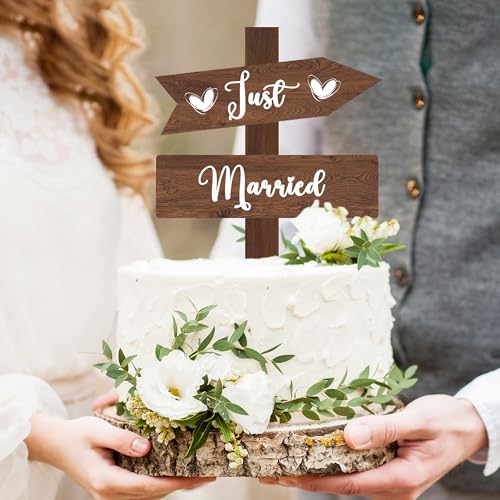 Just Married Tortenaufsatz, rustikale Hochzeitstortendekoration, doppelseitig, Holz, 19 x 13 cm, Hochzeitstortendekoration Just Married Tortenaufsatz, rustikale Hochzeitstortendekoration, doppelseitig, Holz, 19 x 13 cm, Hochzeitstortendekoration von Jaailee