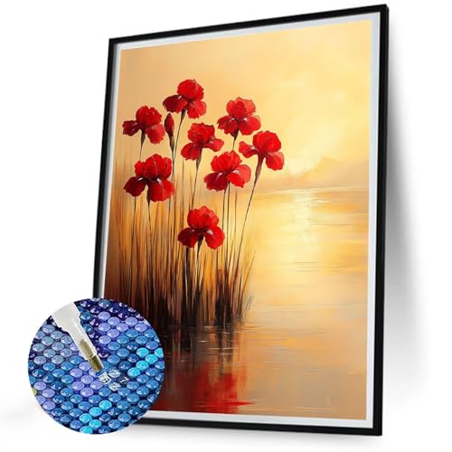 Diamond Painting Erwachsene Abstrakt Diamant Painting Bilder 20x30 5D Round Vollbohrer Diamond-Painting Blumen DIY Diamonds Stickerei Kreuzstich, Kreativ Set für Erwachsene für Haus Wand Deko N-563 von Jaalinng