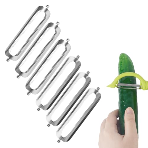 6 Stück Schäler Ersatzklinge für Tupperware Sparschäler,Ersatzklingen für Sparschäler Tupper,Gezahnte Klinge,Spargelschäler, Kartoffelschäler, Orangenschäler,Ideal Bei Gemüse und Früchten,5,6 cm von Jaarssho