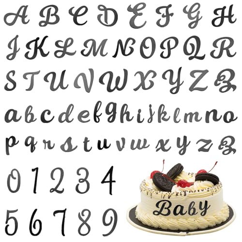 64 Numerisch und Buchstaben für Torte,Tortendeko Name,Wiederverwendbares Acryl,Tortendekorationen,Englisches Alphabet 3.5-5 cm Hoch,Tortenaufsatz DIY Set für Party Feier Hochzeit (Schwarz) von Jaarssho