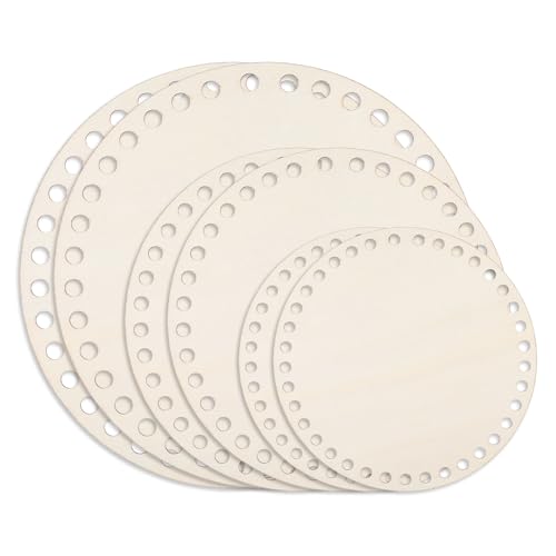 6PCS Korbboden zum Häkeln,Holzboden für Häkelkorb,Korbboden,Naturholzkorbboden Rund Häkelkorb,mit 10 Maschenmarkierer,10/15/20cm Zwei von jeder Größe, für DIY Korbflechten und Nähtaschen (Rund) von Jaarssho