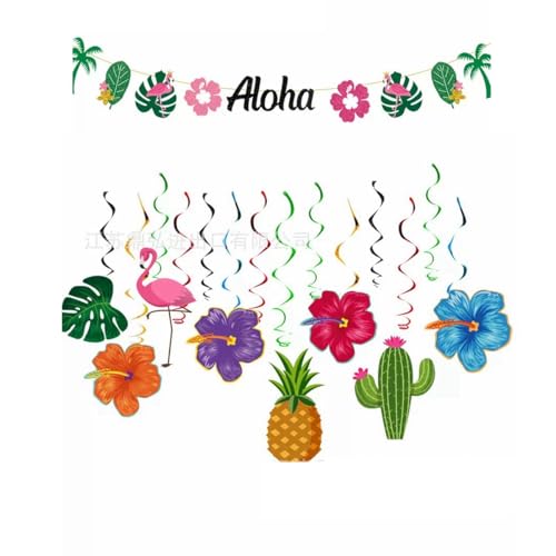 Hawaiianisches Luau-Party-Dekorationsset, tropisches Aloha-Banner mit hängenden Wirbeln, hawaiianisches Aloha-Strand-Thema-Party-Dekor-Zubehör Hawaiianisches Luau-Party-Dekorationsset, tropisches Aloha-Banner mit hängenden Wirbeln, hawaiianisches Aloha-Strand-Thema-Party-Dekor-Zubehör von Jaccos
