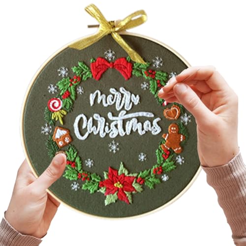 Jacekee Hand-DIY-Sticksets | Stickerei-DIY-Kit für Anfänger mit Schritt-für-Schritt-Anleitung,Weihnachtsschmuck für Bastelkurse und Eltern-Kind-Interaktion von Jacekee