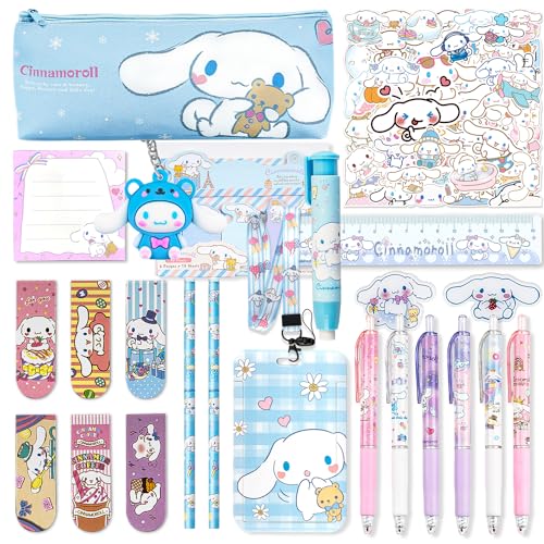 Jachneon Cinnamoroll Schulbedarf-Set, niedliches Cinnamoroll Schulbedarf, Geschenkset, inklusive Federmäppchen, Kugelschreiber, Radiergummi, Lineal, Ausweishalter, Aufkleber, Schlüsselanhänger, Jachneon Cinnamoroll Schulbedarf-Set, niedliches Cinnamoroll Schulbedarf, Geschenkset, inklusive Federmäppchen, Kugelschreiber, Radiergummi, Lineal, Ausweishalter, Aufkleber, Schlüsselanhänger, von Jachneon