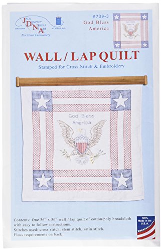 Jack Dempsey Baumwoll-Mischgewebe Prägung weiß Wand oder Lap Quilt 91,4 cm x 36-inch-god Bless America von Jack Dempsey