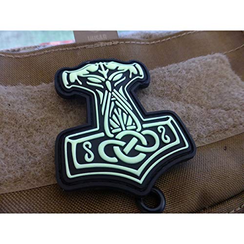 Jackets To Go JTG Thors Hammer Mjölnir Patch, GID (Glow in The Dark) / 3D Rubber Patch von Jackets To Go