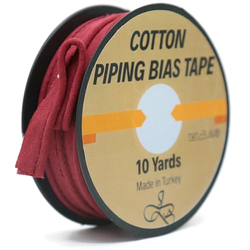 ID04 Schrägband mit Kordel – 9,1 m – 65+ Farben – 1,27 cm dekorative Nähborte für Polsterkissen, Heimdekoration, Basteln, Kleidung, strapazierfähige Baumwolle, Burgunderrot ID04 Schrägband mit Kordel – 9,1 m – 65+ Farben – 1,27 cm dekorative Nähborte für Polsterkissen, Heimdekoration, Basteln, Kleidung, strapazierfähige Baumwolle, Burgunderrot von Jacob Bicerri