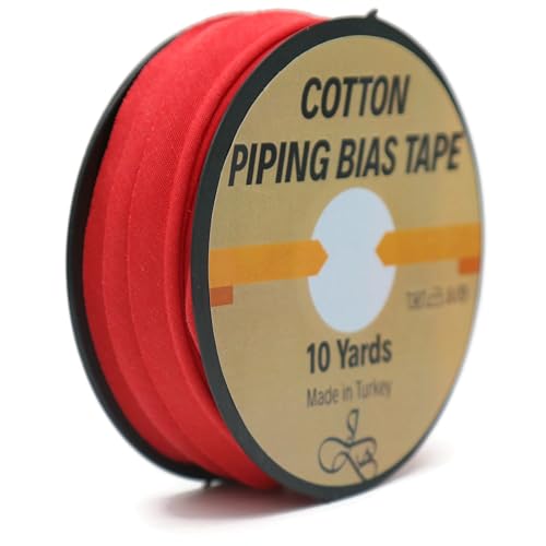 ID33 Schrägband mit Kordel – 9,1 m – 65+ Farben – 1,27 cm dekorative Nähborte für Polsterkissen, Heimdekoration, Basteln, Kleidung, strapazierfähige Baumwolle, Rot ID33 Schrägband mit Kordel – 9,1 m – 65+ Farben – 1,27 cm dekorative Nähborte für Polsterkissen, Heimdekoration, Basteln, Kleidung, strapazierfähige Baumwolle, Rot von Jacob Bicerri