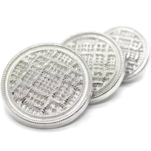 Silberfarbene Metall-Schaftknöpfe – 12 Stück – 3 Größenoptionen – gewebte runde Metallschaftknöpfe für Männer und Frauen, Blazer, Mantel, Uniform, Hemd, Anzug und Jacke, Nähen, Basteln, DIY N6702 von Jacob Bicerri