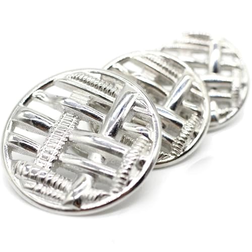 Silberfarbene Metallknöpfe, 12 Stück, 3 Größenoptionen, geflochtene, runde Metallschaftknöpfe für Männer und Frauen, Blazer, Mantel, Uniform, Hemd, Anzug und Jacke, Nähen, Basteln, DIY N7403 Silberfarbene Metallknöpfe, 12 Stück, 3 Größenoptionen, geflochtene, runde Metallschaftknöpfe für Männer und Frauen, Blazer, Mantel, Uniform, Hemd, Anzug und Jacke, Nähen, Basteln, DIY N7403 von Jacob Bicerri
