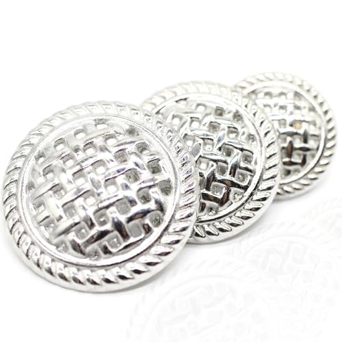 WE5242 Knöpfe mit silberfarbenem Metallschaft – 12 Stück – 3 Größenoptionen – luxuriöse gewebte Metall-Schaftknöpfe für Männer und Frauen, Blazer, Mantel, Uniform, Hemd, Anzug und Jacke, Nähen, WE5242 Knöpfe mit silberfarbenem Metallschaft – 12 Stück – 3 Größenoptionen – luxuriöse gewebte Metall-Schaftknöpfe für Männer und Frauen, Blazer, Mantel, Uniform, Hemd, Anzug und Jacke, Nähen, von Jacob Bicerri