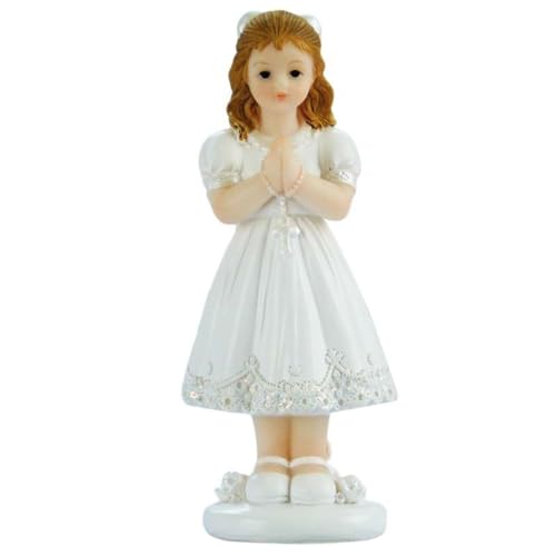 Cake Company Tortenfigur Kommunionmädchen mit Schleife stehend | Tortendekoration zur Kommunion + Konfirmation | Kuchen und Torten schnell und einfach dekoriert | Größe: 3,7 x 2,5 x 8,2 cm von Jacobi Decor