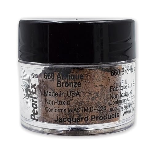 Jacquard Pearl Ex-Pigment-Pulver, 3 g, Antik-Bronze, Loses Glimmerpulver für Epoxidharz, Wasserfarben, Kalligraphie-Tinte und Ton, Epoxid-Pigmentpulver, Epoxidharzfarbe Jacquard Pearl Ex-Pigment-Pulver, 3 g, Antik-Bronze, Loses Glimmerpulver für Epoxidharz, Wasserfarben, Kalligraphie-Tinte und Ton, Epoxid-Pigmentpulver, Epoxidharzfarbe von Jacquard