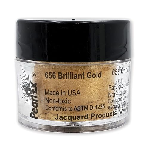 Jacquard Pearl Ex Pigmentpulver, 3 g, Brilliant Gold, Loses Glimmerpulver für Epoxidharz, Aquarelle, Kalligraphie-Tinte und Ton, Epoxid-Pigmentpulver, Epoxidharzfarbe Jacquard Pearl Ex Pigmentpulver, 3 g, Brilliant Gold, Loses Glimmerpulver für Epoxidharz, Aquarelle, Kalligraphie-Tinte und Ton, Epoxid-Pigmentpulver, Epoxidharzfarbe von Jacquard