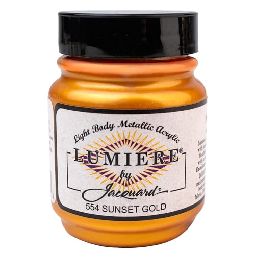 Jacquard Products Lumiere Metallic Acrylfarbe, 64 ml, Sunset Gold von Jacquard