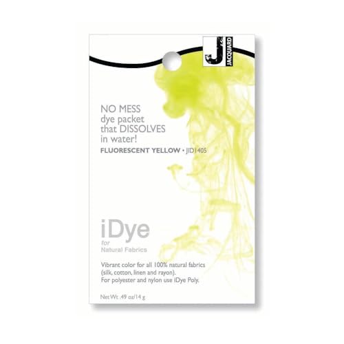 Jacquard iDye Fluoreszierendes Gelb Stoff Farbstoff für Textilien aus Naturfasern, 14g Keine Unordnung Packung von Jacquard