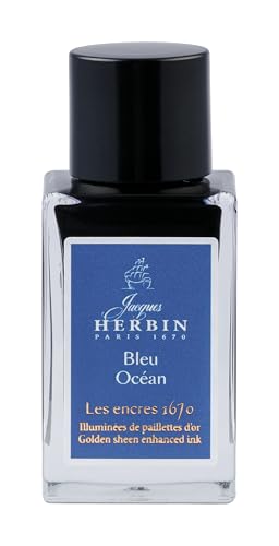 Jacques Herbin 16018JT – Eine Flasche mit goldfarbener Glitzertinte für Füllfederhalter, Roller, Glasfeder und Füllfederhalter 15 ml, Ocean Blue Jacques Herbin 16018JT – Eine Flasche mit goldfarbener Glitzertinte für Füllfederhalter, Roller, Glasfeder und Füllfederhalter 15 ml, Ocean Blue von Jacques Herbin