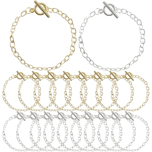 18 Stück Armbandketten für Damen, Edelstahl-Armband, Gliederketten, DIY-Schmuckherstellung mit OT-Knebelverschluss, Bastelbedarf 18 Stück Armbandketten für Damen, Edelstahl-Armband, Gliederketten, DIY-Schmuckherstellung mit OT-Knebelverschluss, Bastelbedarf von Jaczora