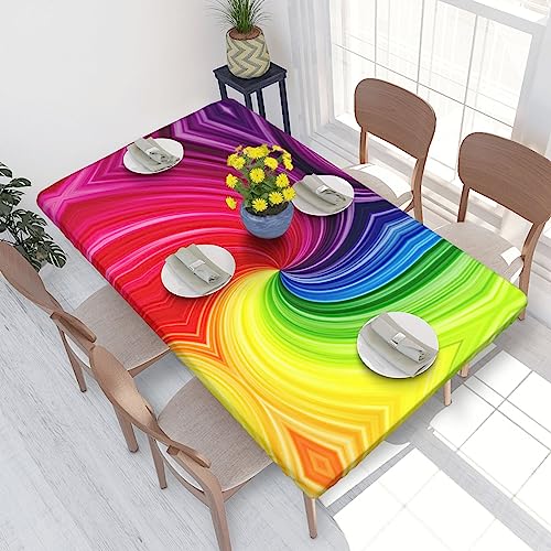 Jadery Regenbogen-Spiral-Tischdecke, knitterfrei, schmutzabweisend, dekorativ, waschbar, für den Innen- und Außenbereich – 76 x 122 cm von Jadery