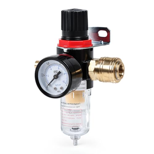 Jadeshay Druckminderer Druckluft, 1/4 Zoll Wasserabscheider Druckluft Kompressor zubehör mit Wasserabscheider und Schnellkupplungen für Luftkompressorfilter von Jadeshay