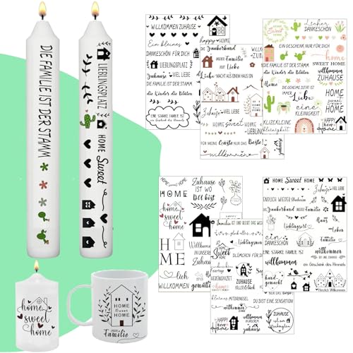 Jadeunm 6 Stück Kerzentattoos Wassertransferdruck, Kerzen Tattoo Home kerzenaufkleber Kerzen Kerzenfolie, Kerzentattoos für Kerze Tasse DIY Geschenk, Kerzen Dekorieren, Kerzensprüche, Kerzensets von Jadeunm
