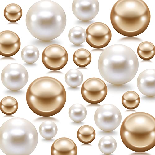 200 Stück Perlen für Vasenfüller Perlenperlen ohne Loch Perlenvase Make-up Perlen für Pinsel Halter für Zuhause Hochzeit Dekor, 10/14/20/30 mm (Weiß, Gold) von Jadive