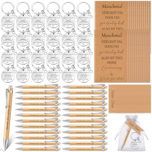 Jadive 24 Sets Dankeschön Geschenke für Kollegen Mini Notizbuch Danke für Alles Kugelschreiber Inspirierende Schlüsselanhänger Geschenkanhänger und Organzasäckchen Abschiedsgeschenk für Mitarbeiter von Jadive