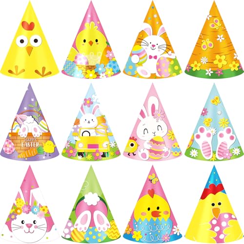 Jadive Osterhüte aus Papier, Osterhüte für Erwachsene, Hase, Küken, Karotte, bunte Ostereier, Kegelhut, Foto-Requisiten, Gastgeschenke, Osterkorbfüller, Frühling, Ostern, Partyzubehör, 24 Stück Jadive Osterhüte aus Papier, Osterhüte für Erwachsene, Hase, Küken, Karotte, bunte Ostereier, Kegelhut, Foto-Requisiten, Gastgeschenke, Osterkorbfüller, Frühling, Ostern, Partyzubehör, 24 Stück von Jadive
