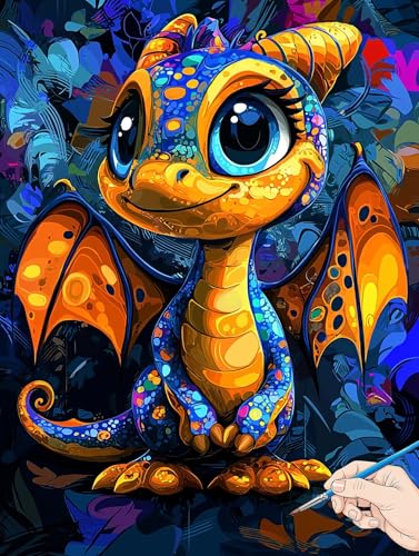Malen Nach Zahlen Erwachsene Abstrakt Malen Nach Zahlen Kinder ab 10 Drachen Set Basteln Erwachsene DIY Paint by Numbers Adult Acrylfarbe Ölgemälde Bastelset Geschenke Deko Wohnzimmer 40x50cm D-15 von Jaeixouu