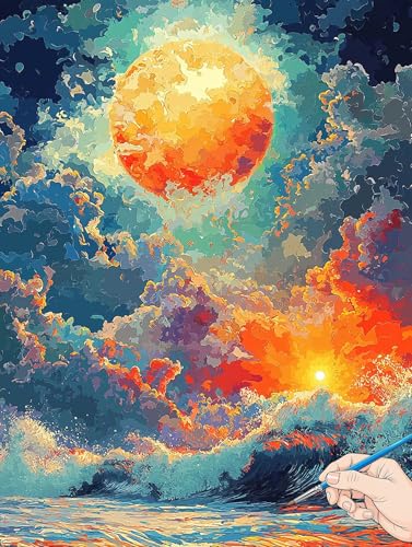 Malen Nach Zahlen Erwachsene Abstrakt Malen Nach Zahlen Landschaft DIY Set Ewachsene Paint by Numbers Adult mit Pinseln und Acrylfarbe Handgemalt Ölgemälde Kit Geschenke für Frauen Deko 60x80cm B-58 von Jaeixouu