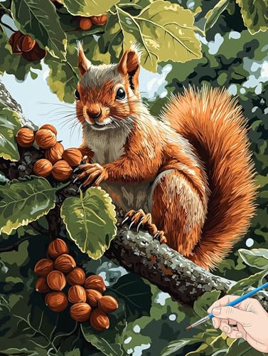 Malen Nach Zahlen Erwachsene Baum Malen Nach Zahlen Kinder ab 10 Tiere Set Basteln Erwachsene Paint by Numbers Adult Acrylfarbe Ölgemälde Bastelset Herbstdeko Geschenke Deko Wohnzimmer 30x40cm H-27 von Jaeixouu