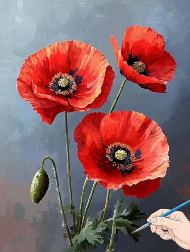 Malen Nach Zahlen Erwachsene Blume Malen Nach Zahlen Kinder ab 10 Pflanzen Set Basteln Erwachsene DIY Paint by Numbers Adult Acrylfarbe Ölgemälde Bastelset für Geschenke Deko Wohnzimmer 40x50cm J-77 von Jaeixouu