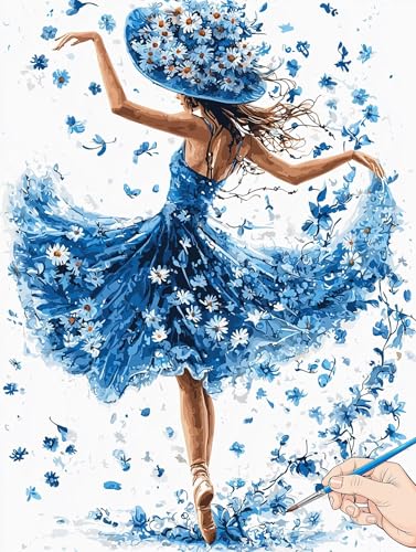 Malen Nach Zahlen Erwachsene Blumen Malen Nach Zahlen Kinder ab 10 Ballett Set Basteln Erwachsene DIY Paint by Numbers Adult Acrylfarbe Ölgemälde Bastelset für Geschenke Deko Wohnzimmer 50x70cm H-93 von Jaeixouu