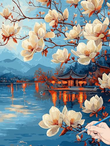 Malen Nach Zahlen Erwachsene Blumen Malen Nach Zahlen Kinder ab 10 Landschaft Set Basteln Erwachsene DIY Paint by Numbers Adult Acrylfarbe Ölgemälde Bastelset Geschenke Deko Wohnzimmer 40x50cm G-86 von Jaeixouu